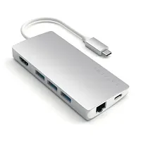 Хаб Satechi Aluminum Multi-Port V2 3×USB-C 3.0 1×4K HDMI, 1×Ethernet RJ-45, SD/micro-SD серебряный купить в Барнауле