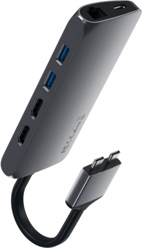 Адаптер Satechi Type-C Dual Multimedia Adapter для MacBook с двумя портами USB-C серый космос купить в Барнауле фото 3